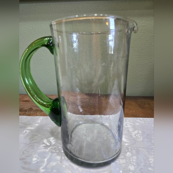 Vintage Mexican Blown Glass Margarita Pitcher with Green Handle - Picture 1 of 3